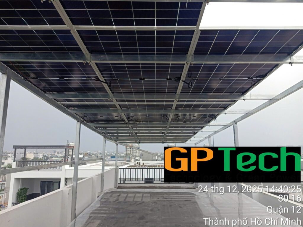 Điện mặt trời gia đình 7kwp lưu trữ 15kwh | GP Tech dien mat troi co luu tru gptech | GP Tech