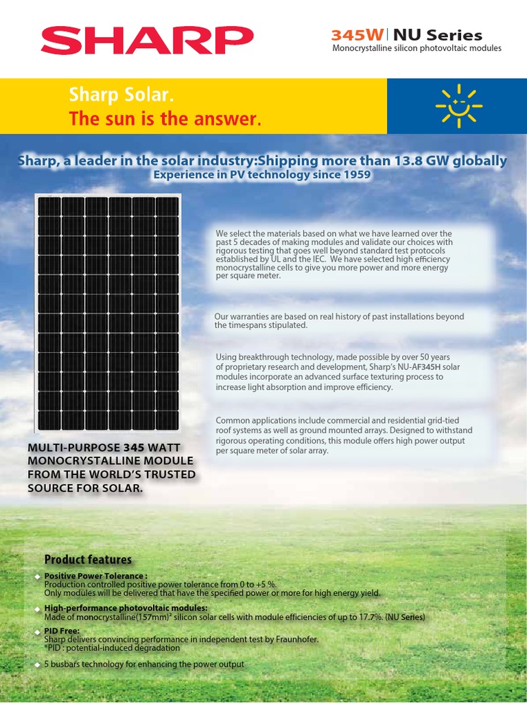 Tấm pin năng lượng mặt trời Sharp 320wp- 345wp Mono | GP Tech tam pin mat troi sharp 345W | GP Tech