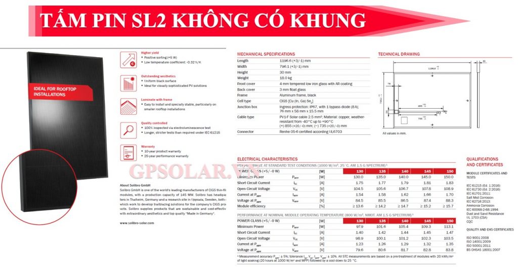 tam pin solibro khong co khung | GP Tech