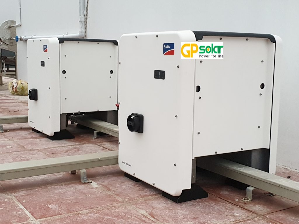 Điện mặt trời 110 kwp ở TP Vinh Pin Hanwha Qcell và SMA | GP Tech dien nang luong mat troi hoa luoi 100kw | GP Tech