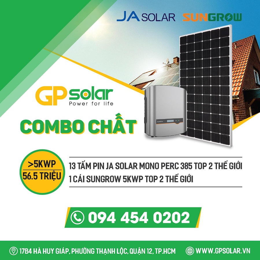 Hệ thống điện mặt trời 5KW hòa lưới GP TECH