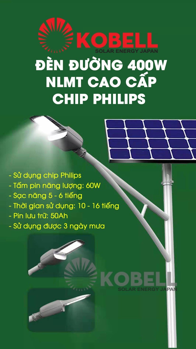 Đèn đường năng lượng mặt trời 400W Kobell - Nhật Bản | GP Tech thong so den duong nang luong mat troi kobell 400W | GP Tech