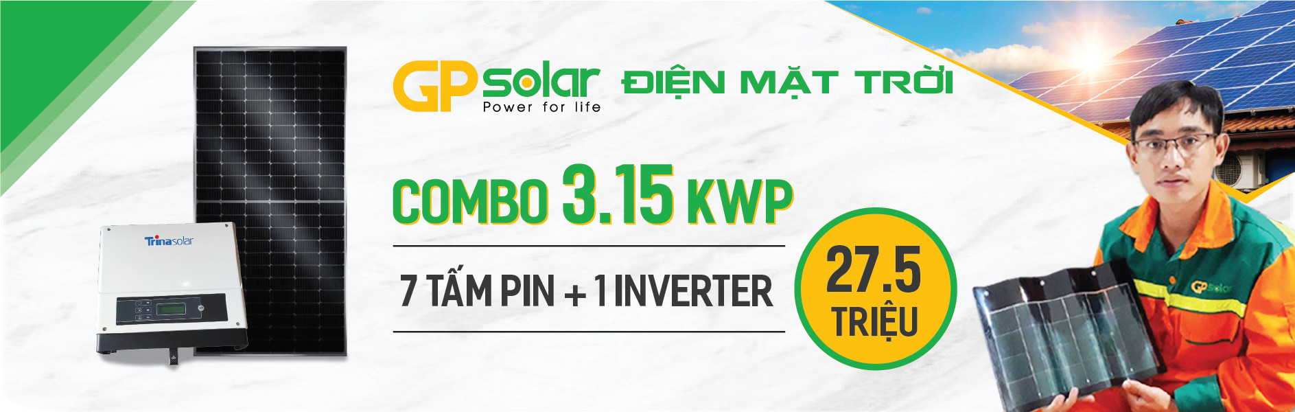 Hệ thống điện năng lượng mặt trời 5.2kwp | GP Tech dien mat troi 3 kw gia tot nhat | GP Tech