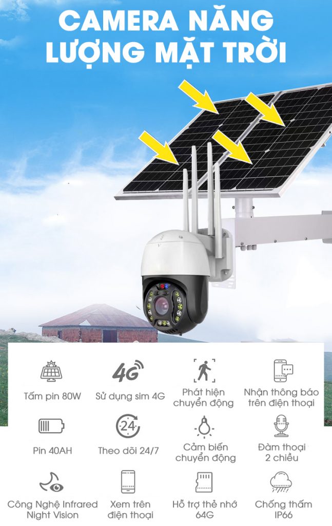 Camera năng lượng mặt trời 4G solar 40w