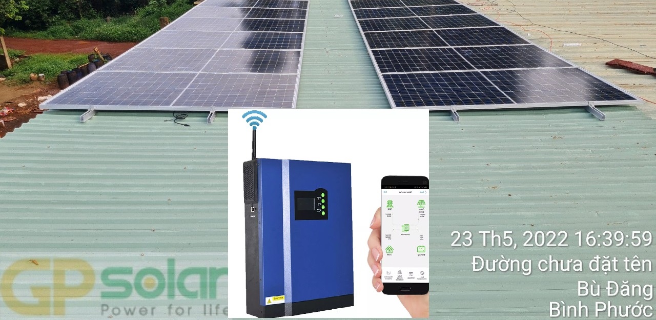 Lắp điện năng lượng mặt trời 5kwp Bình Phước | GP Tech dien nang luong mat troi doc lap gia re | GP Tech