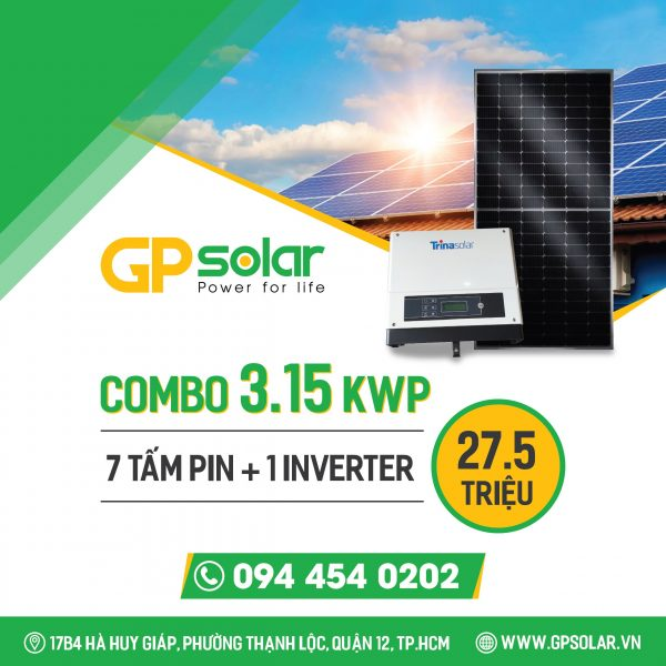 Cho thuê hệ thống điện năng lượng mặt trời 3KWp áp mái
