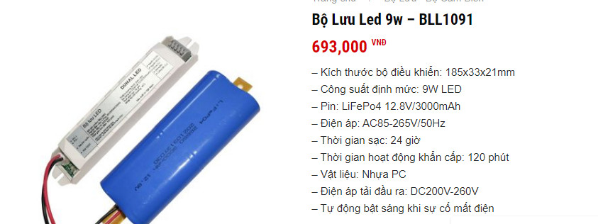 Bộ lưu điện Led 9W-30W Duhal 3000mAh | GP Tech bo luu led duhal BLL1091 | GP Tech