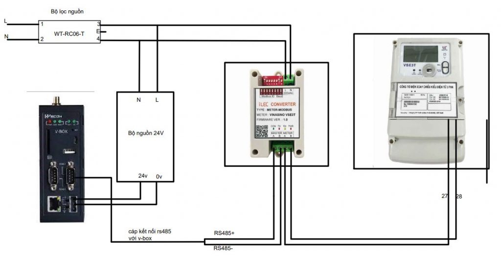 Module modbus cho công tơ Vinasino VSE3T | GP Tech so do dau noi box vinasino VSE3T | GP Tech