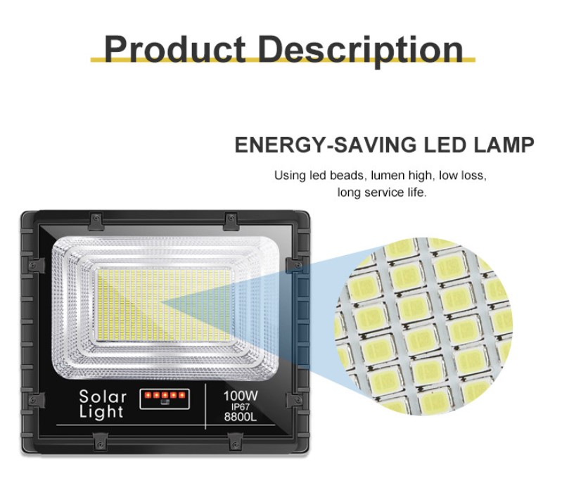 Đèn năng lượng mặt trời 200W Jindian JD 8200L | GP Tech Chip led của Đèn năng lượng mặt trời 200W JD-8200L