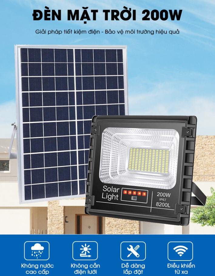 Đèn năng lượng mặt trời 200W Jindian JD 8200L | GP Tech Ưu điểm của Đèn năng lượng mặt trời 200W JD-8200L