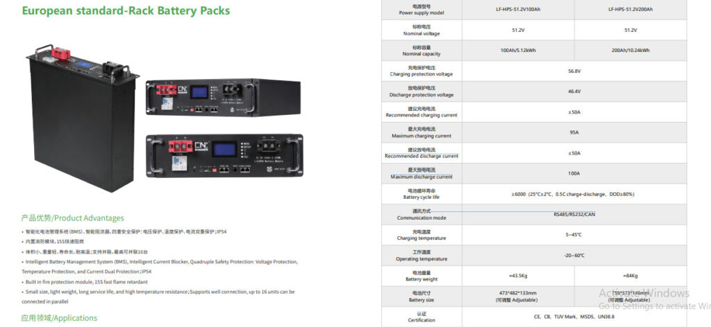 Pin lưu trữ lithium 51.2V100ah (acquy lithium 5kwh) | GP Tech thong so lithium 51.2V 100ah gia re | GP Tech